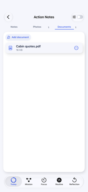Documents attached to an Action