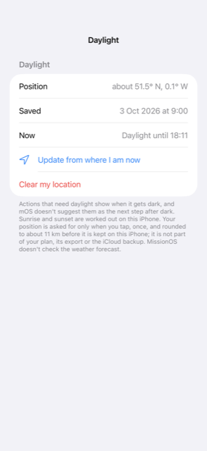 Daylight settings with an approximate location