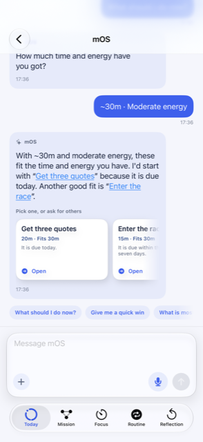 mOS with suggested questions