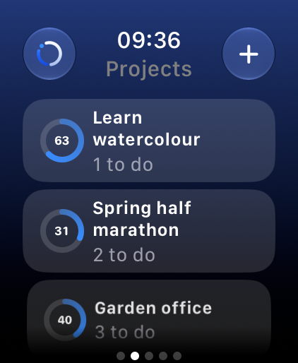 The watch Projects page