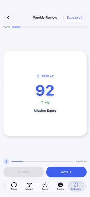 A card in the weekly review